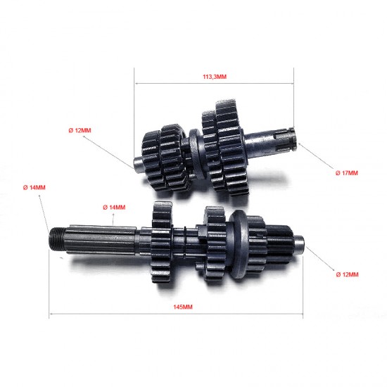 Caixa de Velocidades Completa (S: 113,3mm / P: 145mm ) PITBIKE / SKYTEAM (GORILLA 125 / SKYMAX 125) Caixa de Velocidades Completa (S: 113,3mm / P: 145mm ) PITBIKE / SKYTEAM (GORILLA 125 / SKYMAX 125)